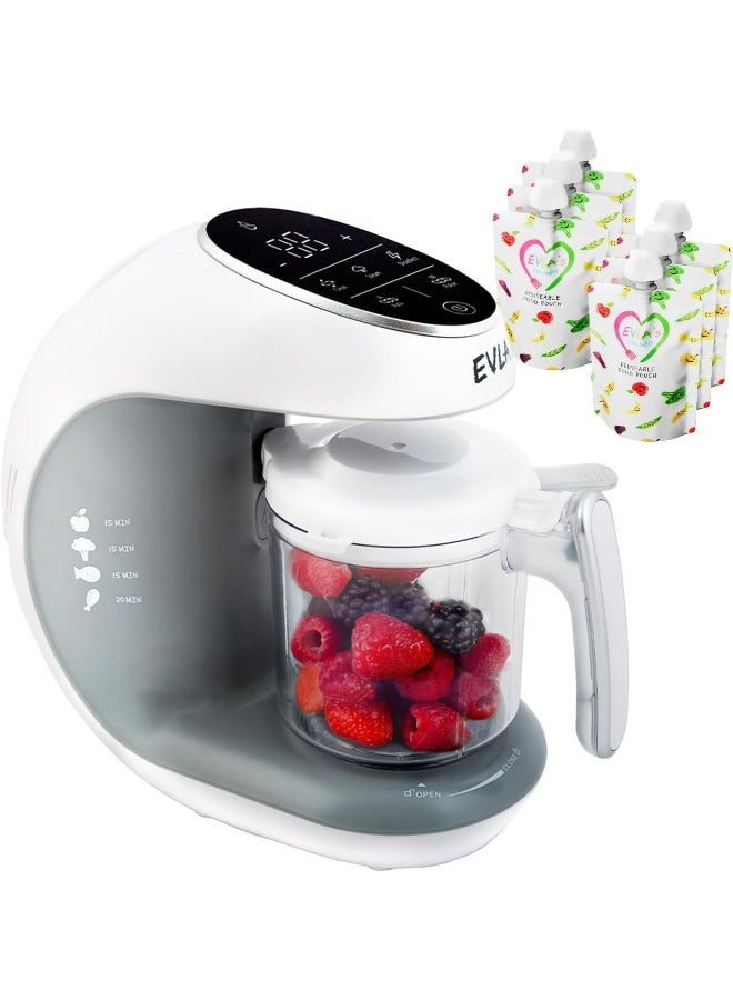 EVLA'S Baby Food Maker Baby Food Processor Blender Grinder Steamer Cooks & Blends Healthy Homemade Baby Food In Minutes Self Cleans Touch Screen Control One Size White - Image 1
